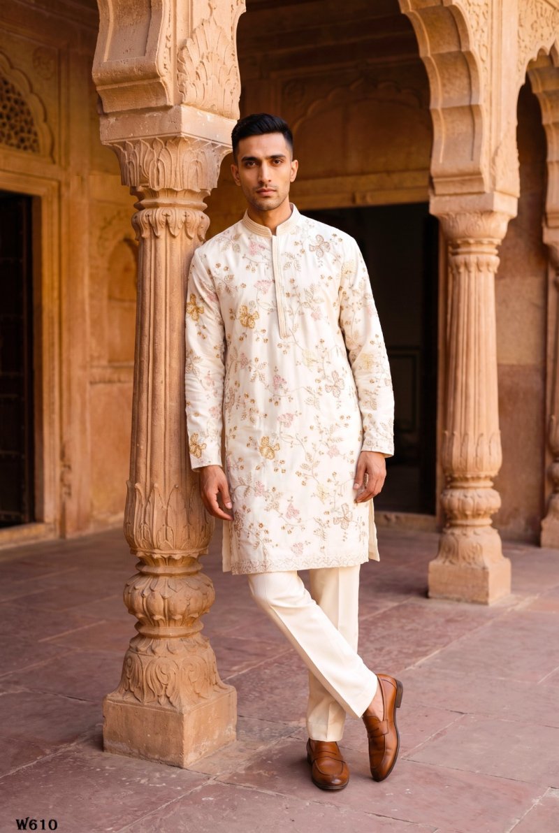 Outluk Wedding Vol 60 Silk Mens Kurta With Pajama 
